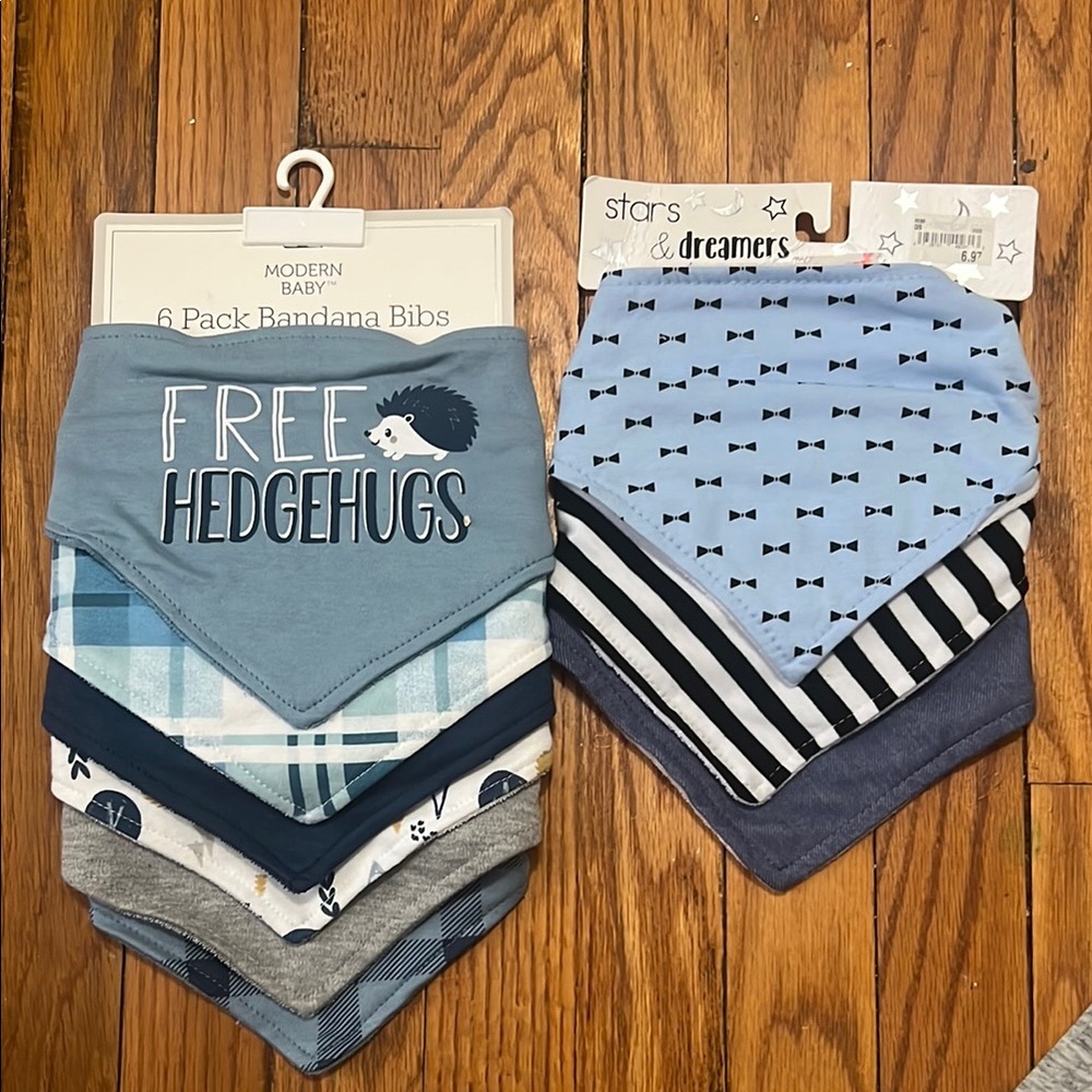 Bandana Bibs - Blue and Gray